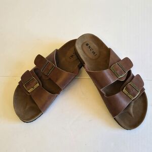 NWOT Oncai Men's Sandals Beach Slides Slippers Buckle Strap Brown  Size 41 8